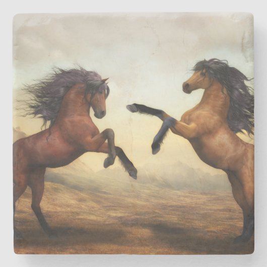 Wilde Pferde Steinuntersetzer (Vorderseite)