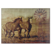 Wilde Pferde und Windmühlen-Schneidebrett Schneidebrett (Vorderseite)