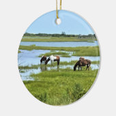 Wilde Pferde von Assateague Keramik Ornament (Links)