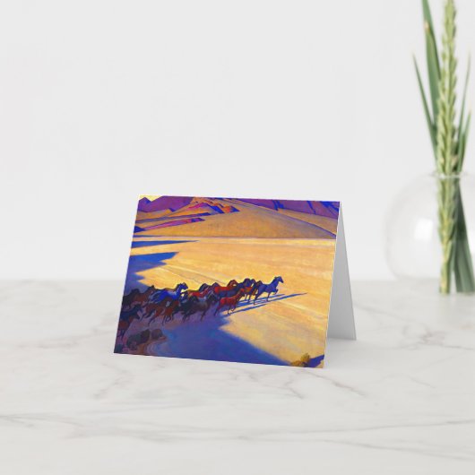 Wilde Pferde von Nevada, 1927 von Maynard Dixon Dankeskarte (Vorderseite)