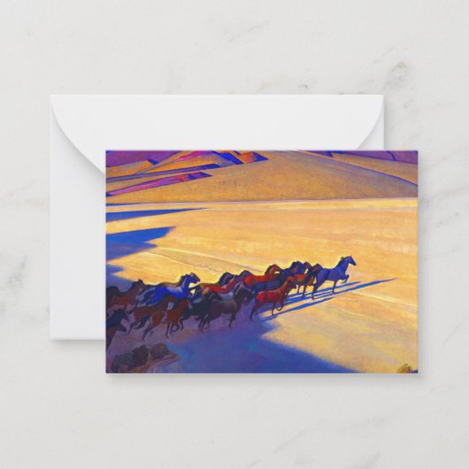 Wilde Pferde von Nevada, 1927 von Maynard Dixon Mitteilungskarte (Vorderseite)