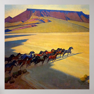 "Wilde Pferde von Nevada" von Maynard Dixon Poster
