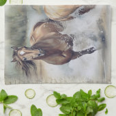 Wilde Pferde Wasserfarbe Geschirrtuch (Gefaltet)