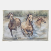 Wilde Pferde Wasserfarbe Geschirrtuch (Horizontal)