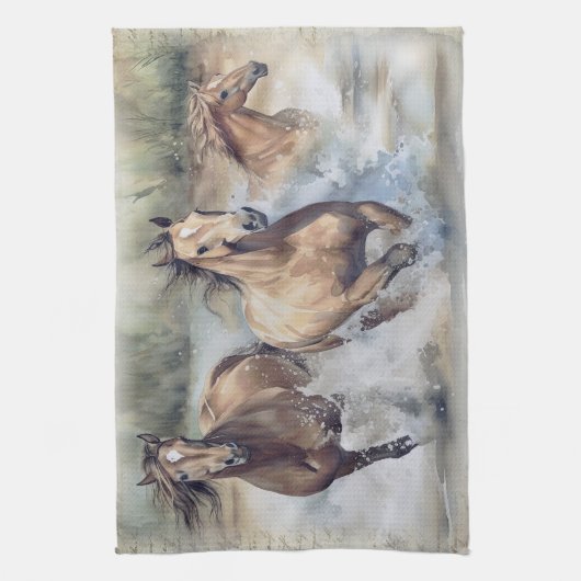 Wilde Pferde Wasserfarbe Geschirrtuch (Vertikal)