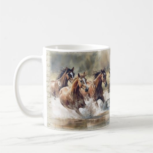 Wilde Pferde Wasserfarbe Kaffeetasse (Links)