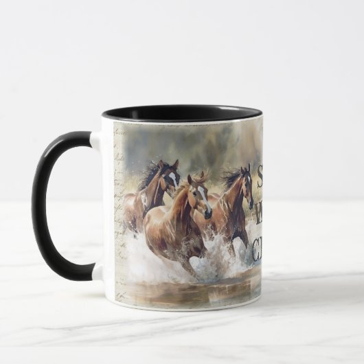 Wilde Pferde Wasserfarbe Tasse (Links)