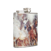 Wilde Pferde Wasserfarben Artwork Flachmann (Rechts)