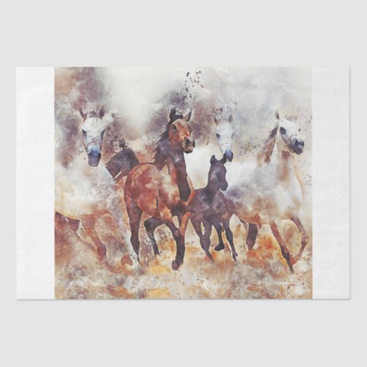 Wilde Pferde Western 15x15 Dekoupage Tissue Seidenpapier (Vorderseite)