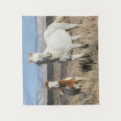 Wilde Pferde zu Hause im Sandwash Basin Wandteppich (Vorderseite)