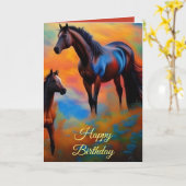 Wilde Pferde zum Geburtstag Karte (Gelbe Blume)