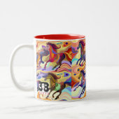 Wilde Pferde Zweifarbige Tasse (Links)