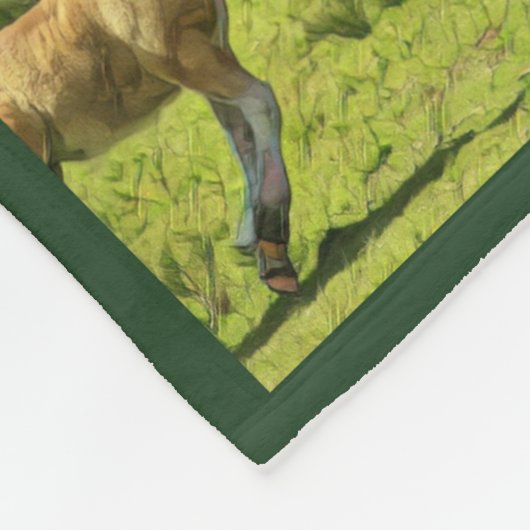 Wilde Pferdecollage Fleecedecke (Ecke)