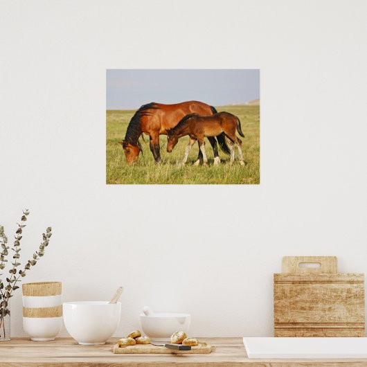 Wilde Pferdemutter und Kalte Weide Poster (Küche)