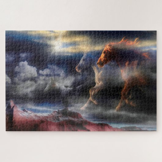 Wilde Pferdespirsche laufen bis MORGEN Puzzle (Horizontal)