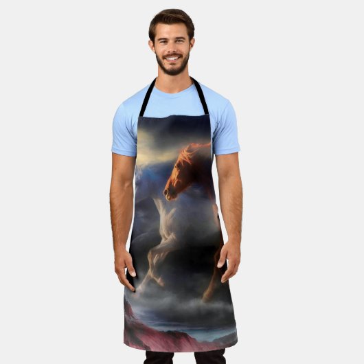 Wilde Pferdespirsche laufen bis MORGEN Schürze (Getragen)