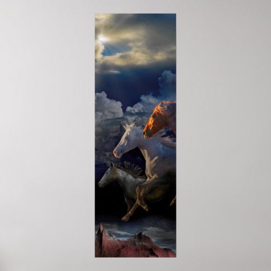 Wilde Pferdespirsche "RUN BIS MORGEN" Poster (Vorne)