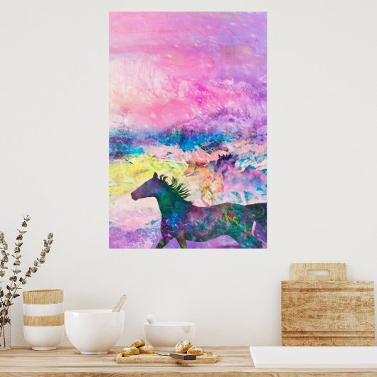 Wilde Pferdespirsche WIR SIND DAS LAND Poster (Küche)