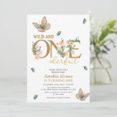 Wilde Pfirsichblüte 1. Geburtstag Einladung (Stehend Vorderseite)