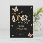 Wilde Pfirsichblüte 1. Geburtstag Einladung (Stehend Vorderseite)