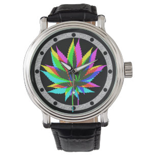 Wilde Pflanze - Neonfarben + Ihre Ideen Armbanduhr
