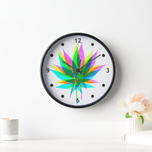 Wilde Pflanze - Neonfarben + Ihre Ideen Uhr