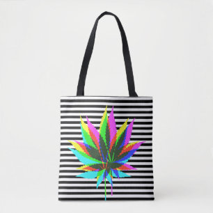 Wilde Pflanze - neonfarbene und schwarze Streifen Tasche