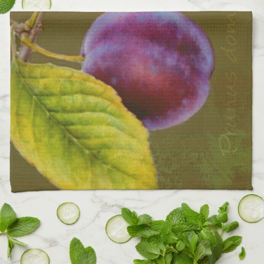 Wilde Pflaume - Prunus domestica, grünes Küchentuc Küchentuch (Gefaltet)