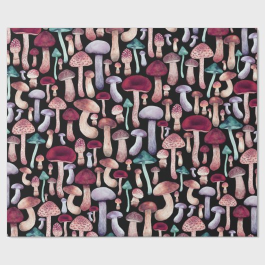Wilde Pilze Aquarellbilder Geschenkpapier (Flach)