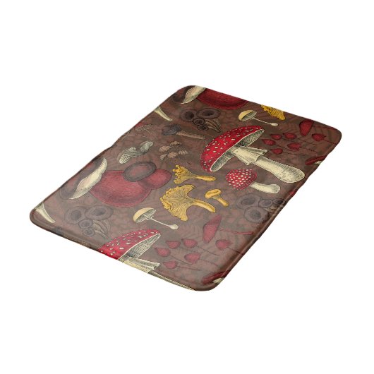 Wilde Pilze auf braun Badematte (Schrägansicht)