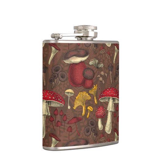 Wilde Pilze auf braun Flachmann (Rechts)