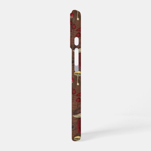 Wilde Pilze auf braun iPhone 16 Hülle (Linke Seite)