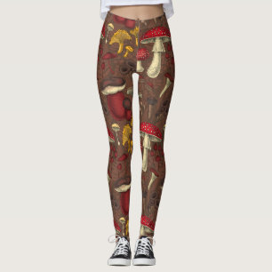 Wilde Pilze auf braun Leggings