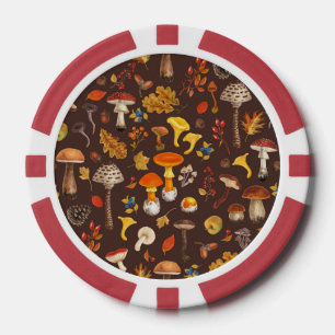 Wilde Pilze auf braun Pokerchips