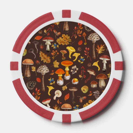 Wilde Pilze auf braun Pokerchips (Vorderseite)