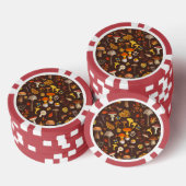 Wilde Pilze auf braun Pokerchips (Stapel)