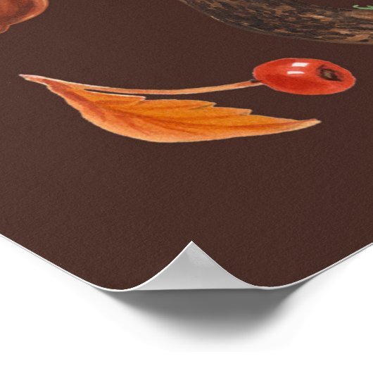 Wilde Pilze auf braun Poster (Ecke)