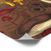 Wilde Pilze auf braun Poster (Ecke)