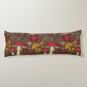 Wilde Pilze auf braun Seitenschläferkissen (Rückseite)