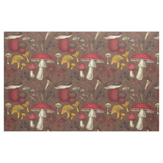 Wilde Pilze auf braun Stoff (Fat Quarter (45,7 x 55,9 cm))