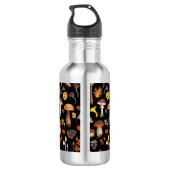 Wilde Pilze auf schwarz Edelstahlflasche (Rückseite)