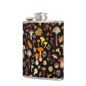 Wilde Pilze auf schwarz Flachmann (Links)