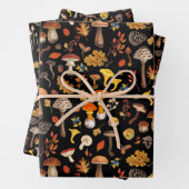 Wilde Pilze auf schwarz Geschenkpapier Set (Beispiel)