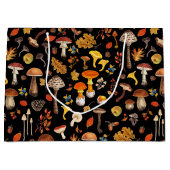 Wilde Pilze auf schwarz Große Geschenktüte (Vorderseite)