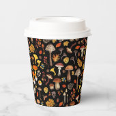 Wilde Pilze auf schwarz Pappbecher (Vorderseite)