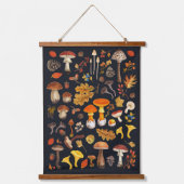 Wilde Pilze auf schwarz Wandteppich Mit Holzrahmen (Vorderseite)