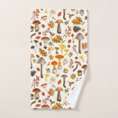 Wilde Pilze auf weißem Boden Badhandtuch Set (Handtuch)