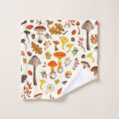 Wilde Pilze auf weißem Boden Badhandtuch Set (Waschlappen)