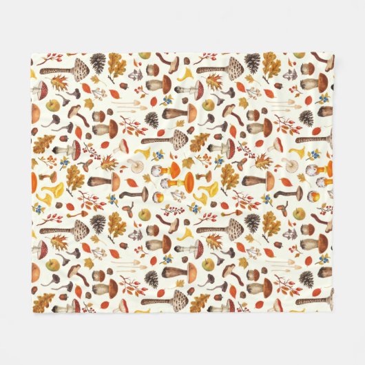 Wilde Pilze auf weißem Boden Fleecedecke (Vorderseite (Horizontal))