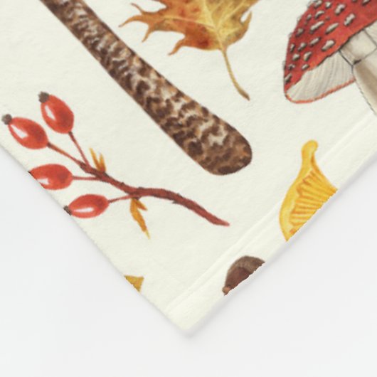 Wilde Pilze auf weißem Boden Fleecedecke (Ecke)